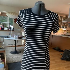 Vans dress striped black and white short sleeves rib knit fit n flare CUTE